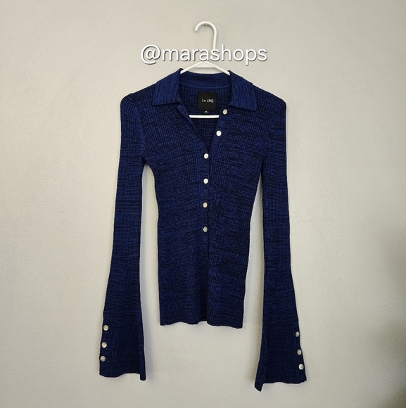 Le Ore Rimini Collared Cardigan Blue - Picture 3 of 7